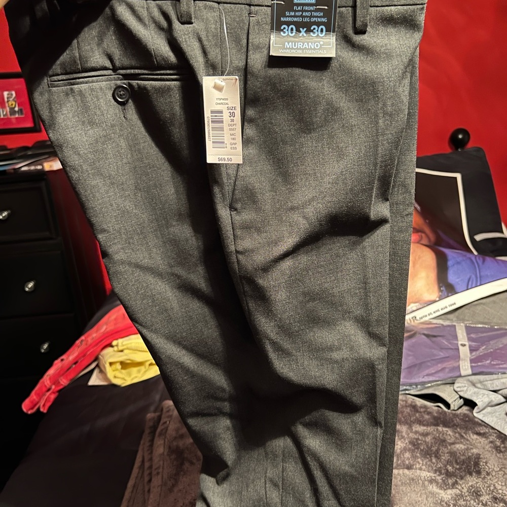 Mens 30x30 Slim Fit Murano Dress Pants. Grey. Brand New. Never Worn❗️